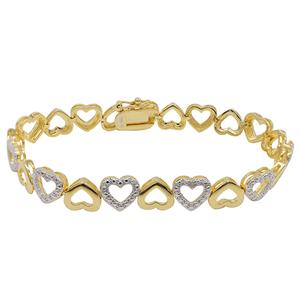 Gianni Argento Gold Plated & Diamond Accent Open Heart Bracelet