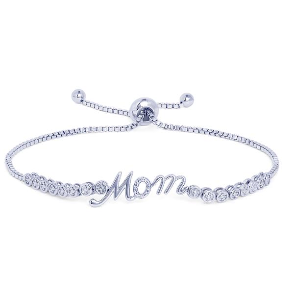 Gianni Argento Silver-Plated Diamond Mom Adjustable Bracelet