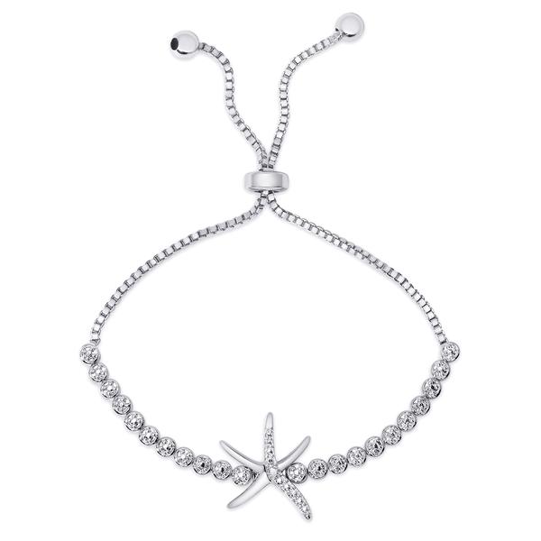 Gianni Argento Silver Plated Diamond Accent Starfish Bracelet