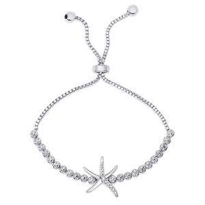 Gianni Argento Silver Plated Diamond Accent Starfish Bracelet