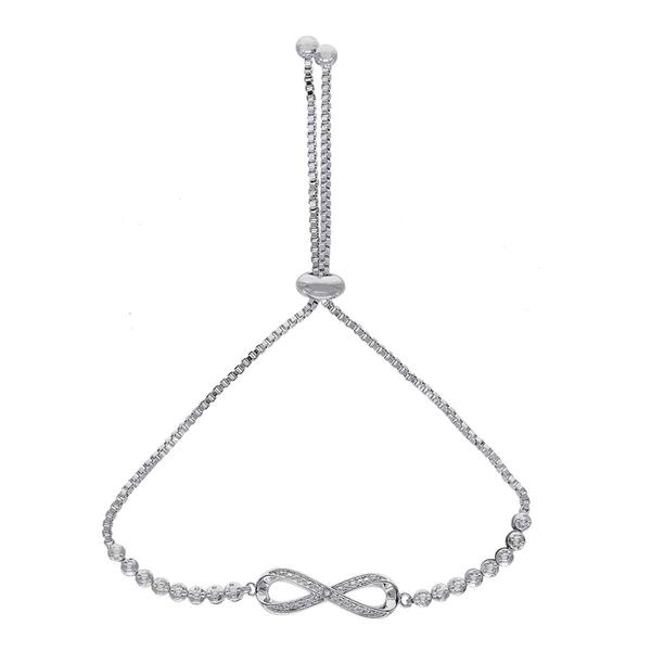Gianni Argento Silver Plated Diamond Infinity Adjustable Bracelet