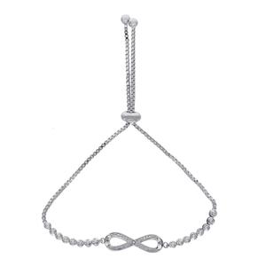 Gianni Argento Silver Plated Diamond Infinity Adjustable Bracelet