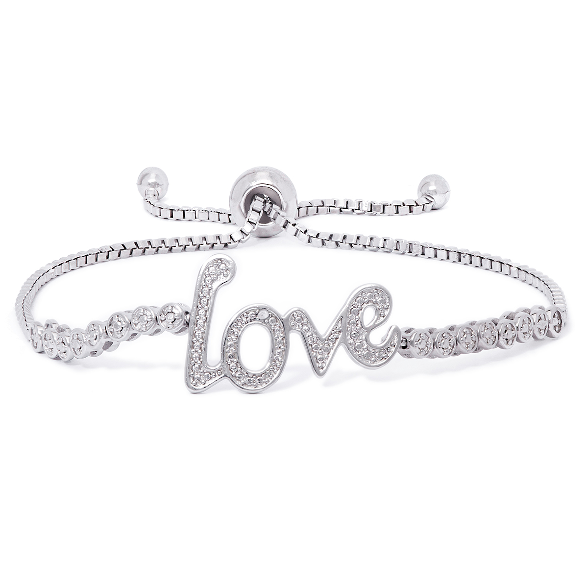 Accents By Gianni Argento Diamond Accent Love Adjustable Bracelet