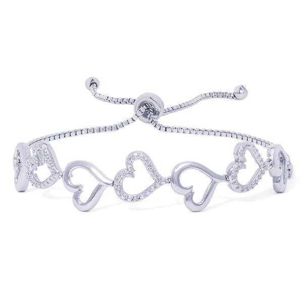 Gianni Argento Diamond Accent Open Hearts Adjustable Bracelet