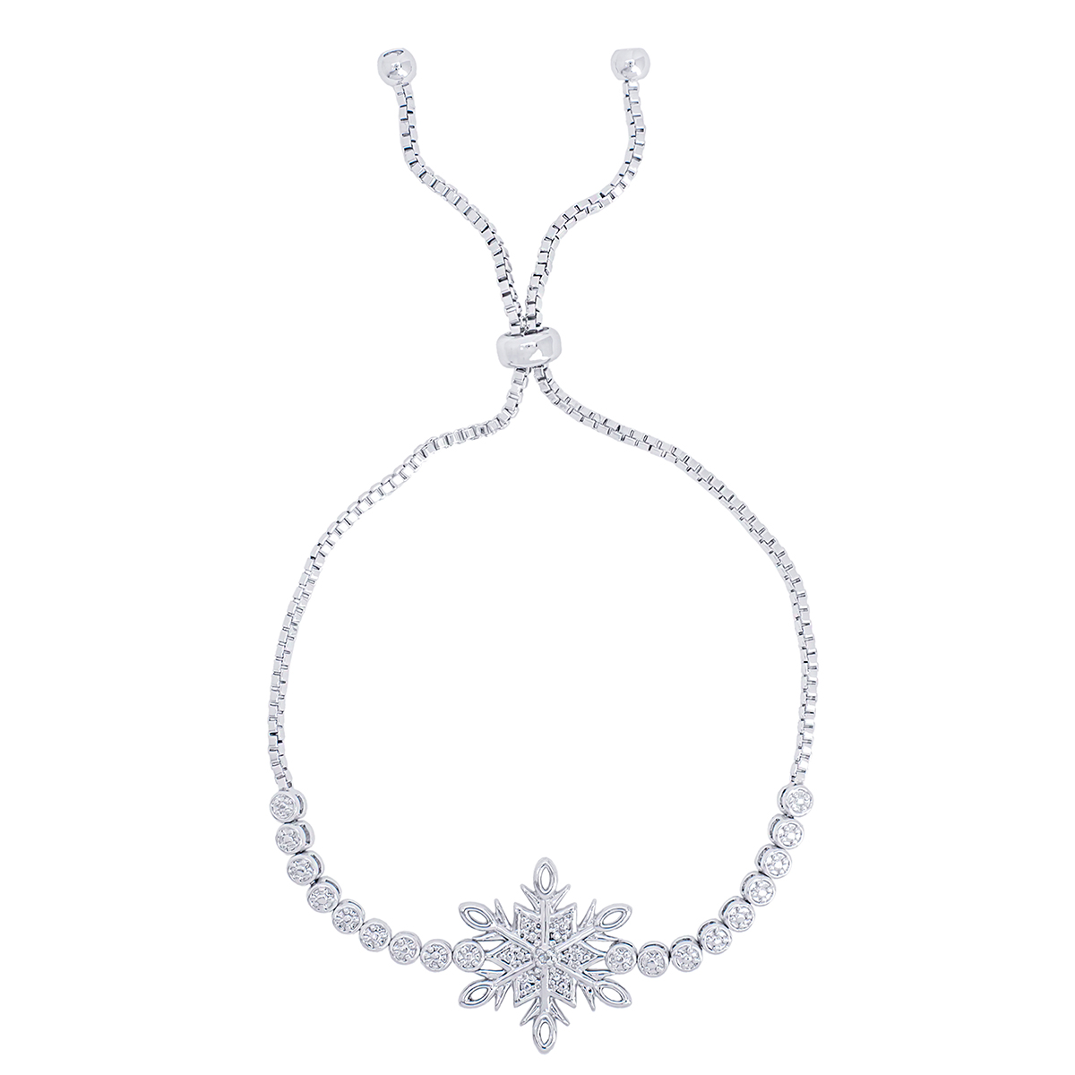 Accents Silver-Plated Diamond Accent Snowflake Bracelet
