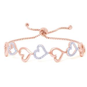 Gianni Argento Diamond Accent Heart Two-Tone Link Bracelet