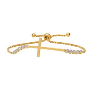 Gianni Argento Gold Diamond Accent Adjustable Cross Bracelet