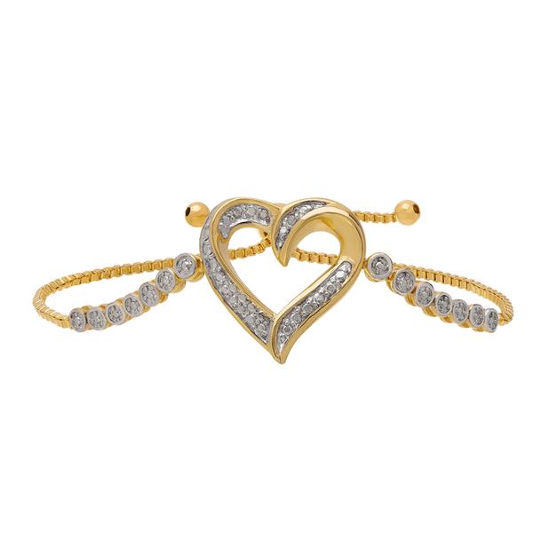 Gianni Argento Gold Diamond Accent Heart Adjustable Bracelet