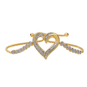 Gianni Argento Gold Diamond Accent Heart Adjustable Bracelet