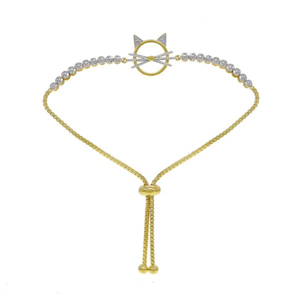 Accents by Gianni Argento Diamond Accent Cat Adjustable Bracelet
