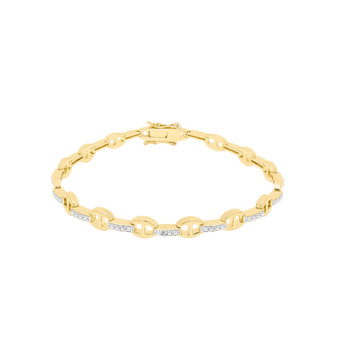 Accents By Gianni Argento Diamond Accent Laydown Link Bracelet