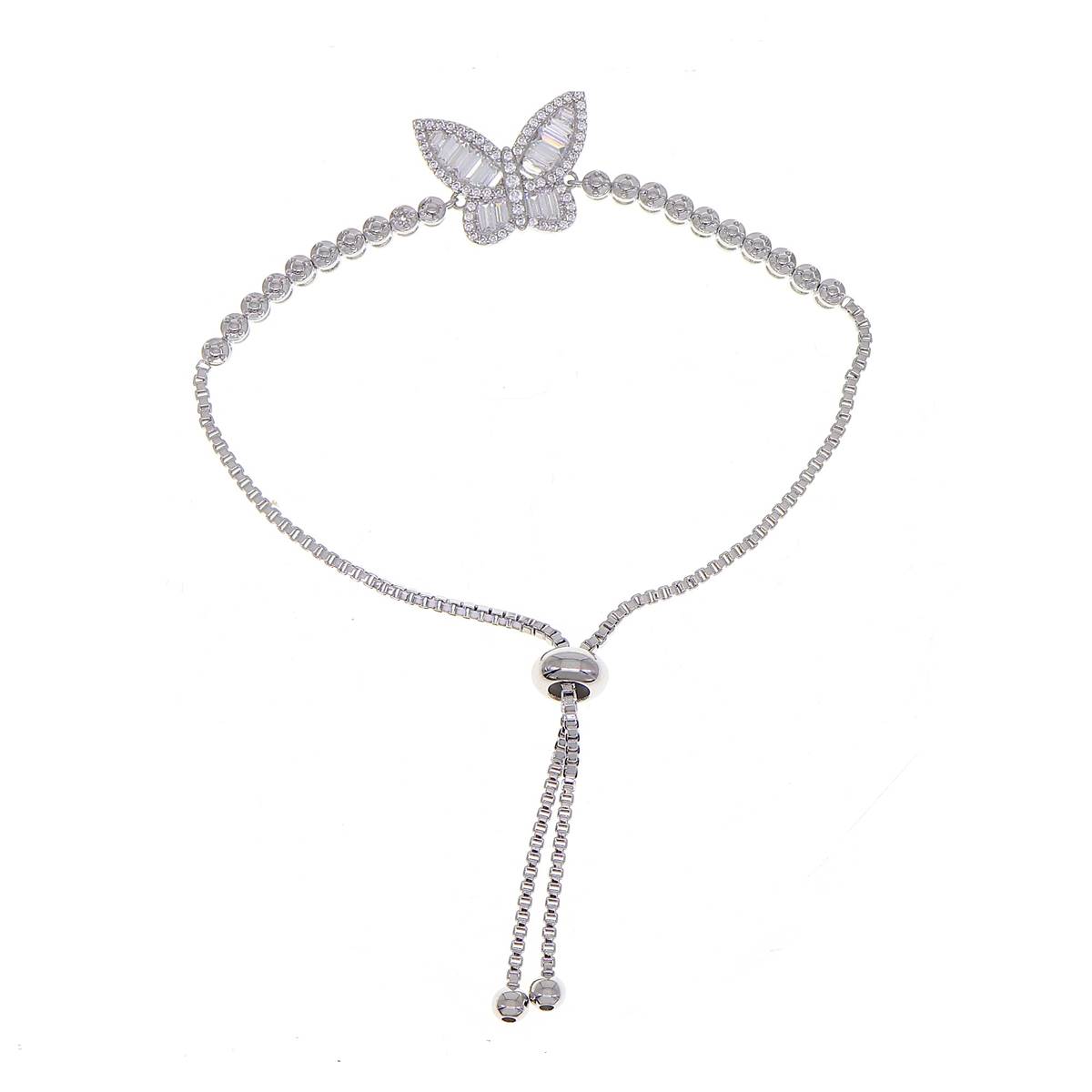 Accents By Gianni Argento Diamond Butterfly Adjustable Bracelet