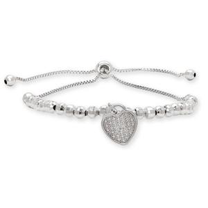 Accents by Gianni Argento Heart Charm Bead Adjustable Bracelet