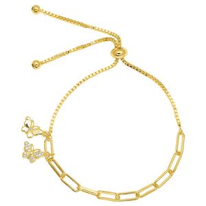 Accents by Gianni Argento Duo Butterfly Charm Adjustable Bracelet