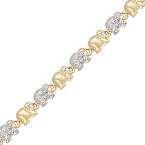 Gianni Argento Gold Plated/Diamond Accent Elephant Link Bracelet