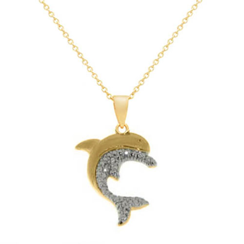 Accents By Gianni Argento Diamond Accent Gold Dolphin Pendant