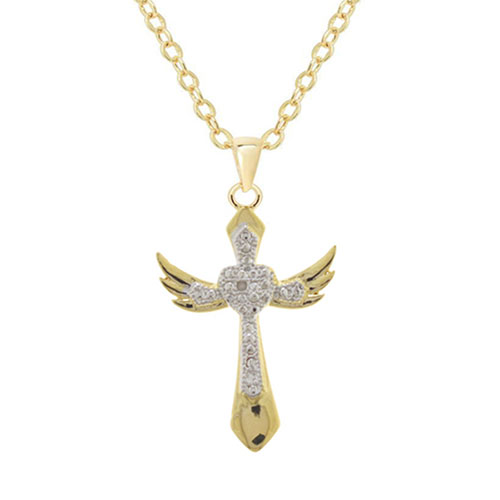 Accents By Gianni Argento Diamond Accent Angel Cross Necklace