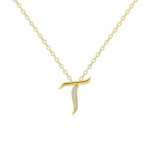 Accents By Gianni Argento Diamond Accent T Initial Necklace