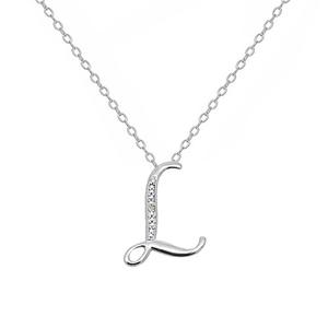 Silver Plated & Diamond Accent L Initial Necklace