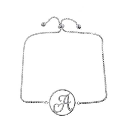 Accents By Gianni Argento Diamond Plated Initial A  Adj. Bracelet