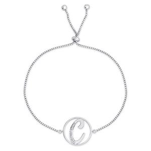 Accents by Gianni Argento Diamond Plated Initial C Adj. Bracelet