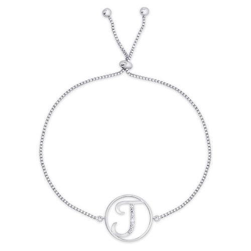 Accents by Gianni Argento Diamond Plated Initial J Adj. Bracelet