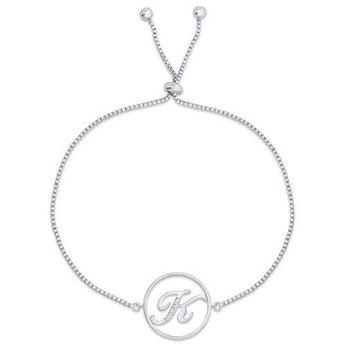 Accents by Gianni Argento Diamond Plated Initial K Adj. Bracelet