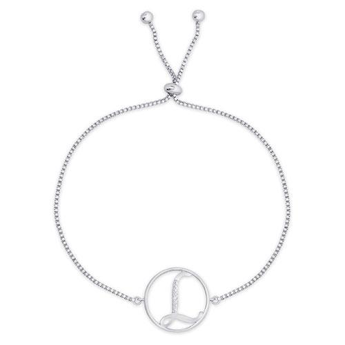 Accents by Gianni Argento Diamond Plated Initial L Adj. Bracelet