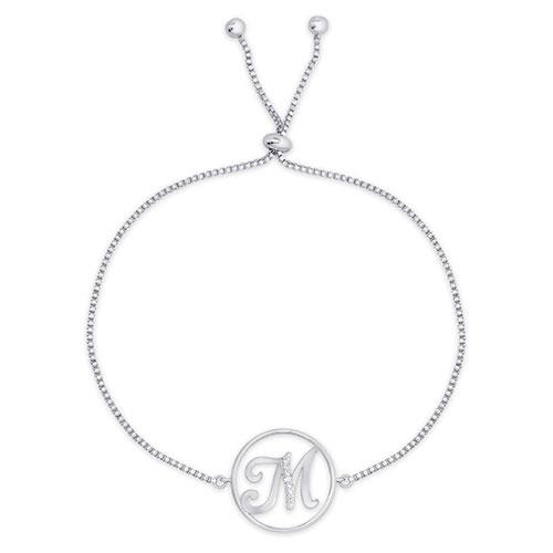 Accents by Gianni Argento Diamond Plated Initial M Adj. Bracelet