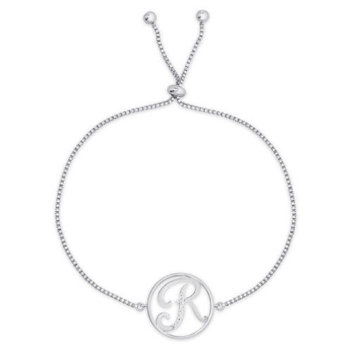 Accents by Gianni Argento Diamond Plated Initial R Adj. Bracelet