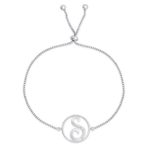 Accents by Gianni Argento Diamond Plated Initial S Adj. Bracelet