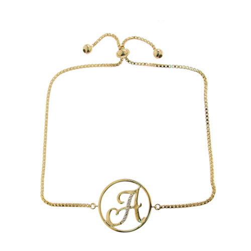 Accents By Gianni Argento Diamond Plated Initial A Gold Bracelet