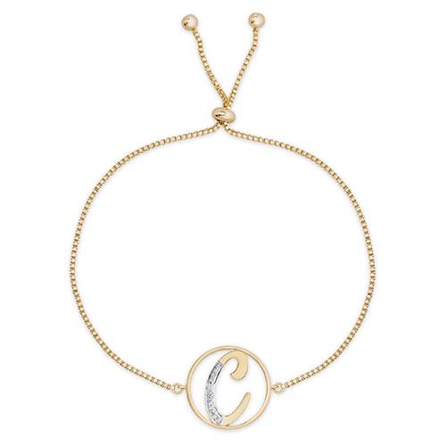 Accents by Gianni Argento Diamond Plated Initial C Gold Bracelet