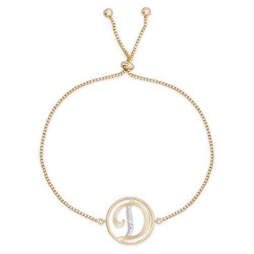 Accents By Gianni Argento Diamond Accent Initial D Gold Bracelet