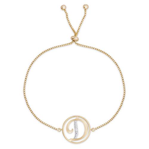 Accents by Gianni Argento Diamond Accent Initial D Gold Bracelet
