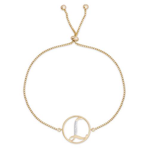 Accents by Gianni Argento Diamond Plated Initial L Gold Bracelet