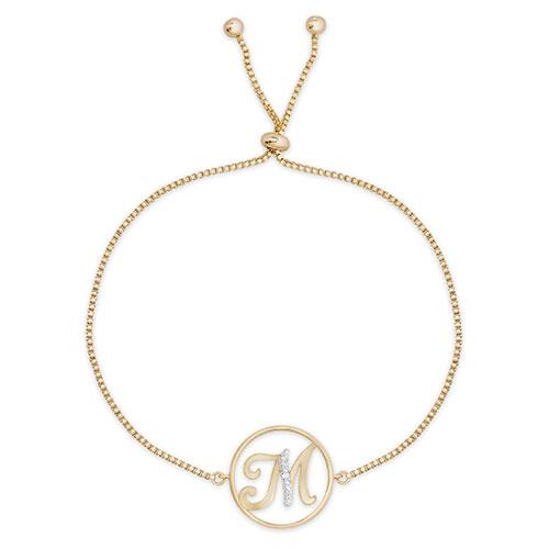 Accents by Gianni Argento Diamond Plated Initial M Gold Bracelet alternate view