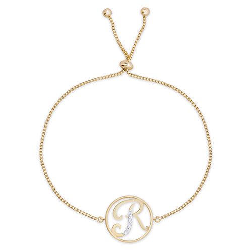 Accents By Gianni Argento Diamond Plated Initial R Gold Bracelet