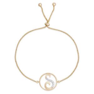 Accents by Gianni Argento Diamond Plated Initial S Gold Bracelet