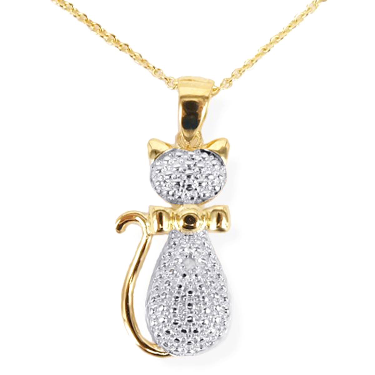 Accents By Gianni Argento Diamond Accent Cat Pendant Necklace