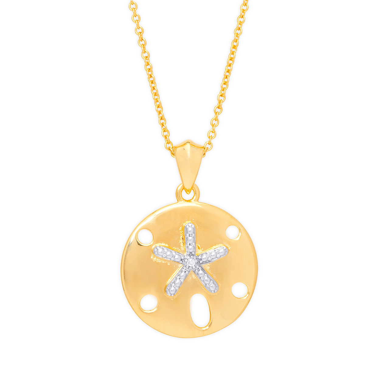 Accents By Gianni Argento Diamond Plated Sand Dollar Pendant