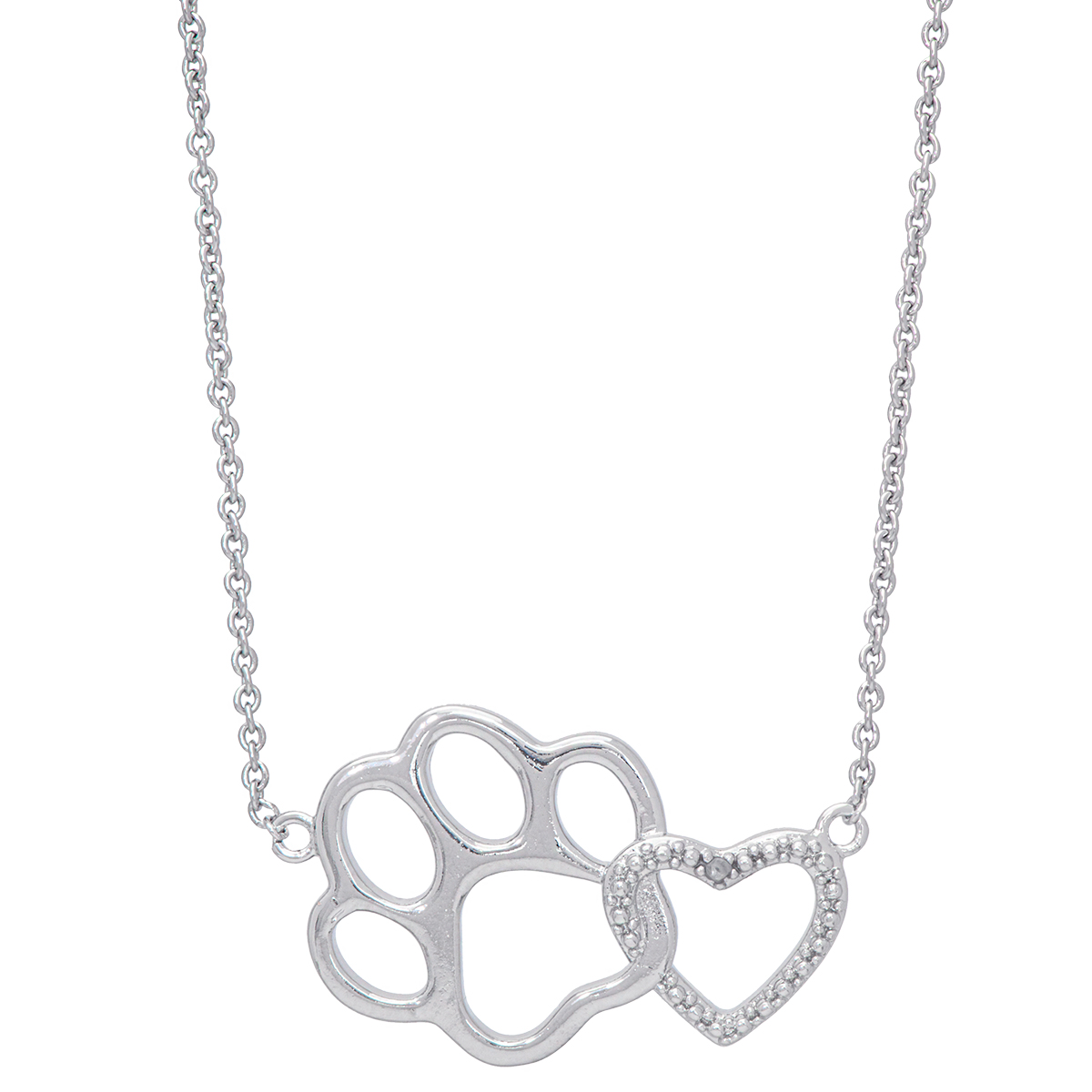 Accents By Gianni Argento Diamond Accent Paw And Heart Necklace