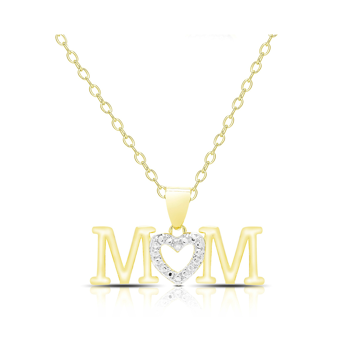 Accents By Gianni Argento Heart Mom Block Pendant Necklace