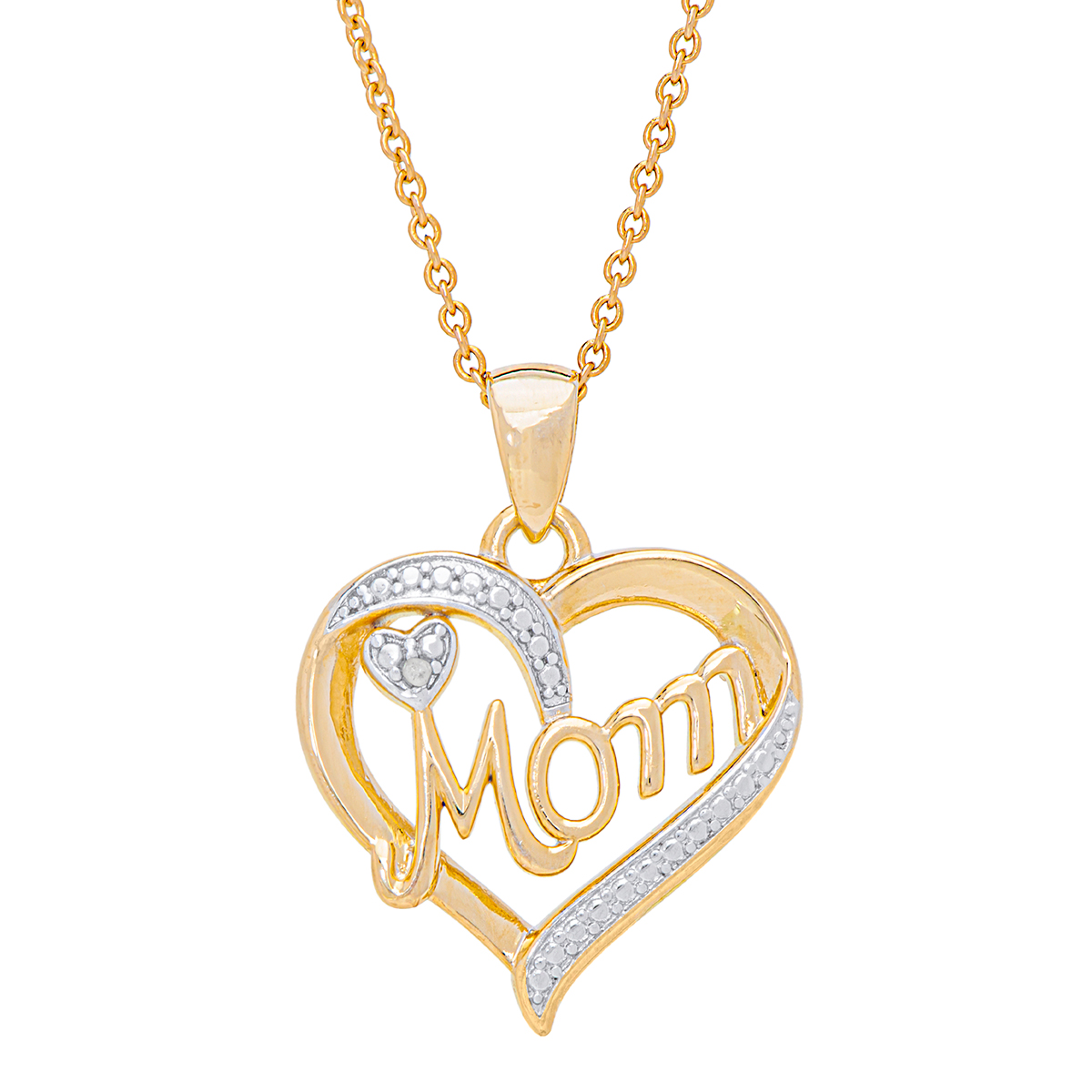 Accents By Gianni Argento Diamond Accent Plated Mom Heart Pendant