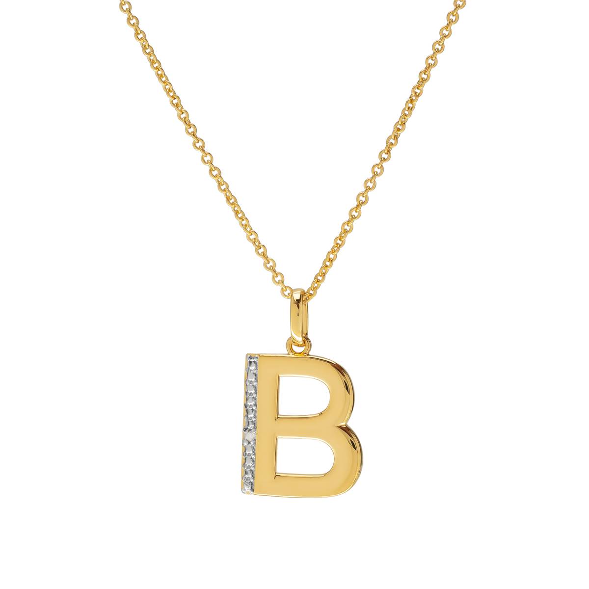 Accents by Gianni Argento Diamond Accent Block Initial B Pendant