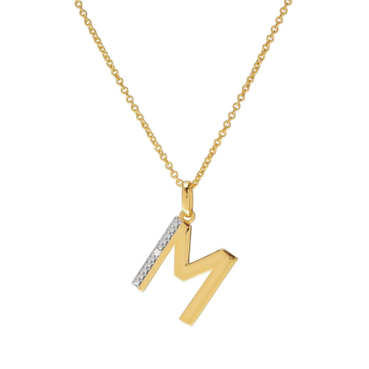 Accents By Gianni Argento Diamond Accent Block Initial M Pendant