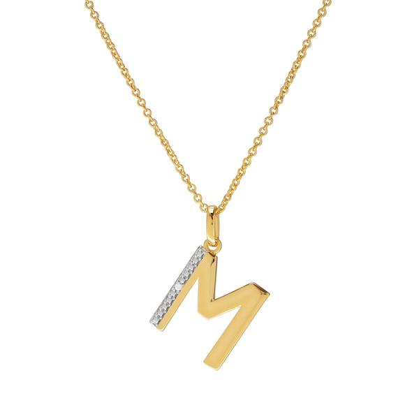 Accents by Gianni Argento Diamond Accent Block Initial M Pendant