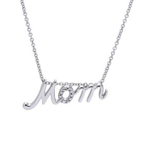 Accents by Gianni Argento Diamond Mom Script Pendant Necklace