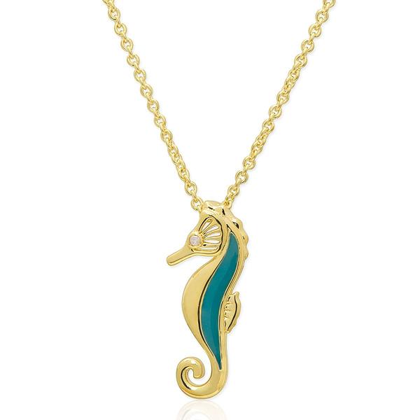 Accents by Gianni Argento Blue Enamel Seahorse Pendant Necklace
