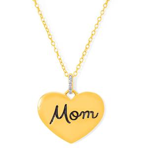 Accents by Gianni Argento Gold-Plated Mom Engraved Heart Pendant